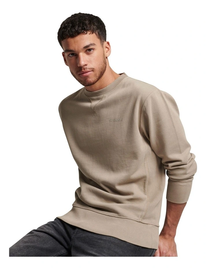 Code Essential Overdyed Crew Knit in Stone Dark Grey