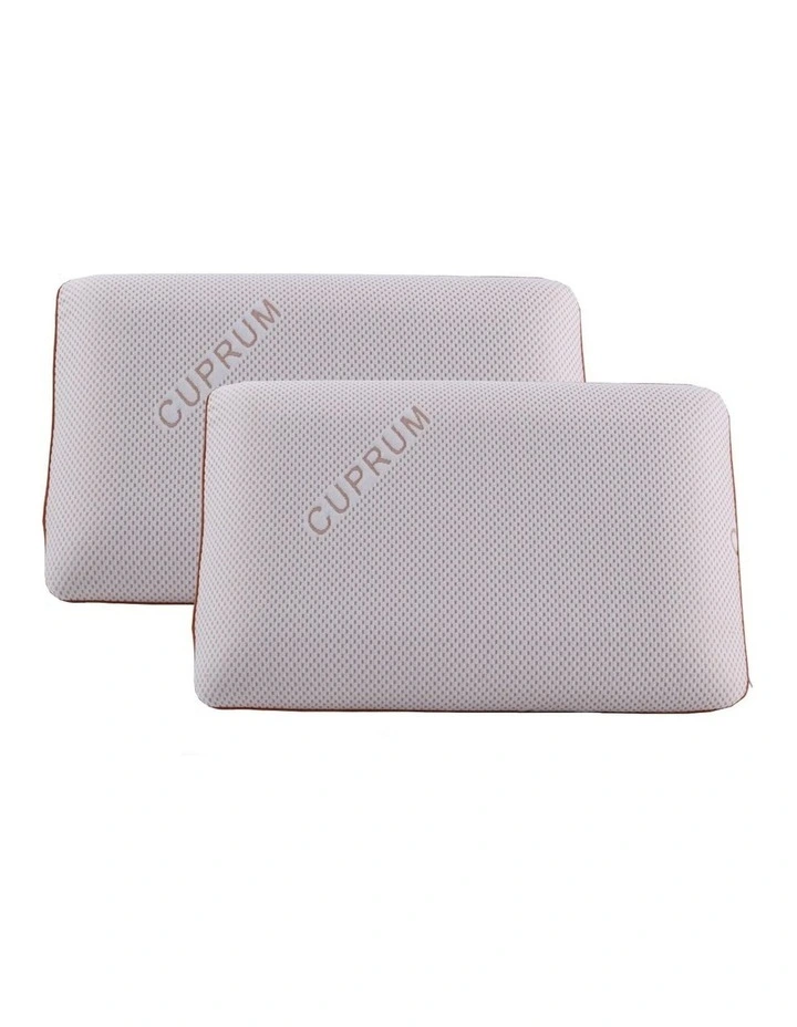 Copper Cooling Gel Top Memory Foam Standard Pillow Twin Pack in Rust Red
