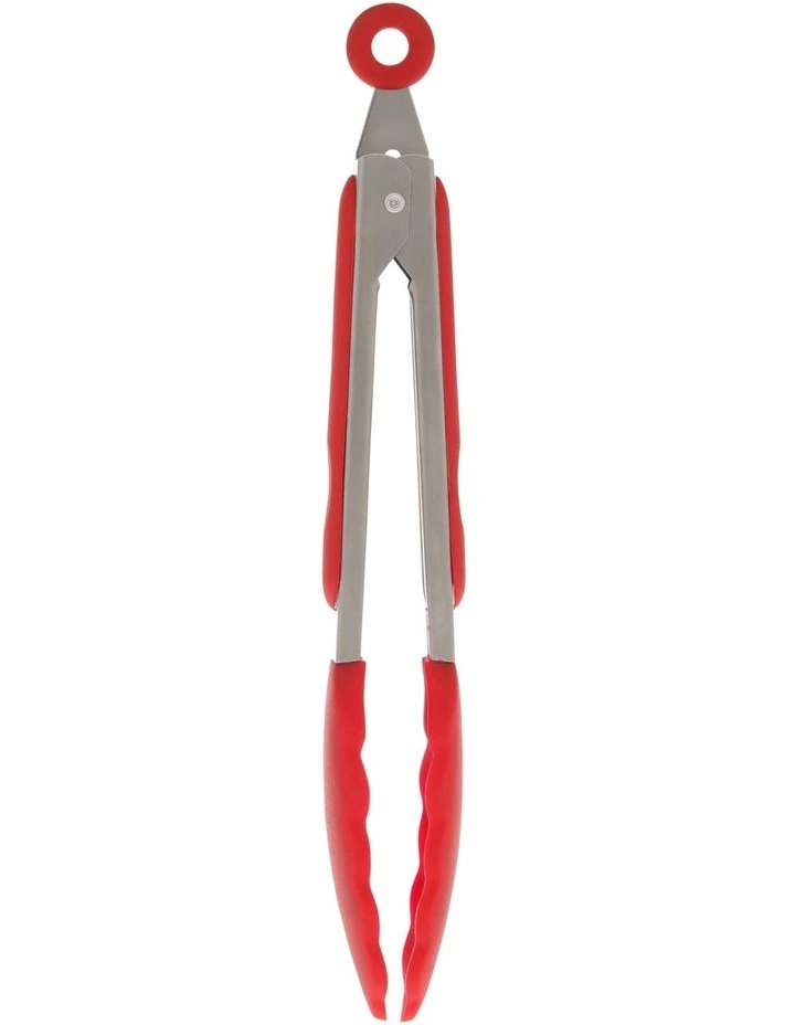 Tongs with Silicone Tip 23cm in Red