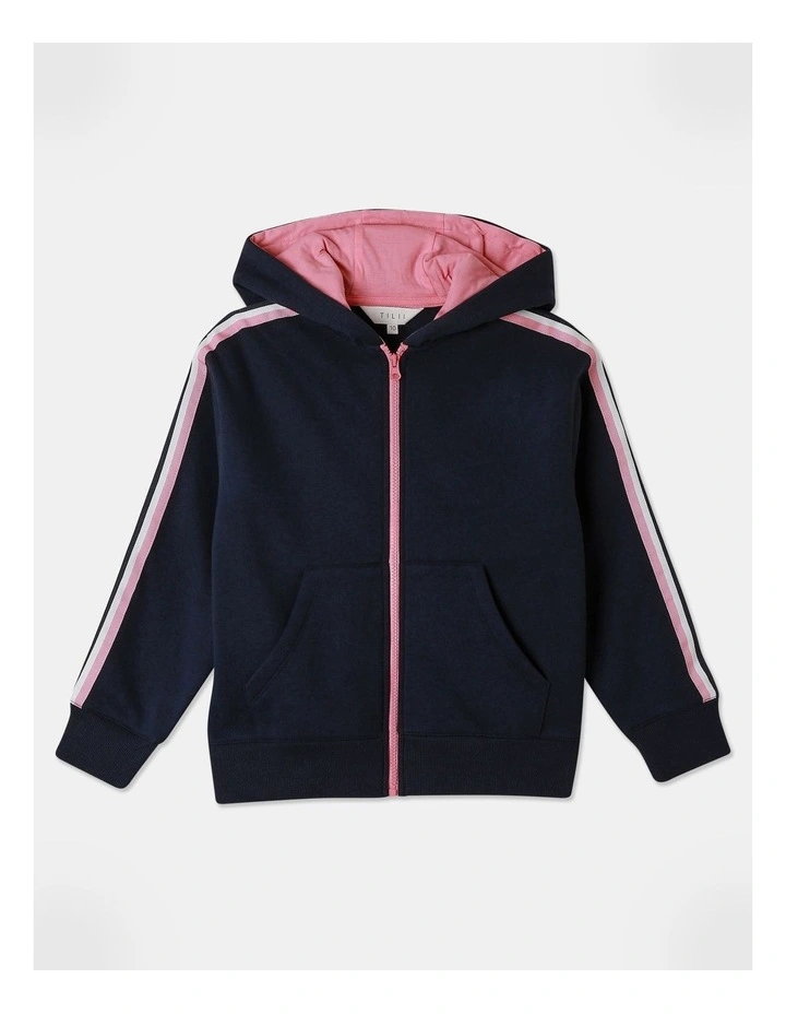 Fleece Zip Thru Sweat Top in Navy