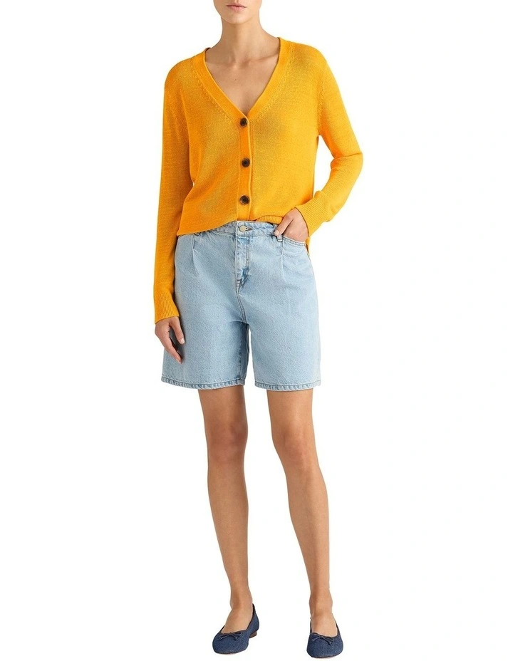 Alice Linen Mix Cardigan in Marigold