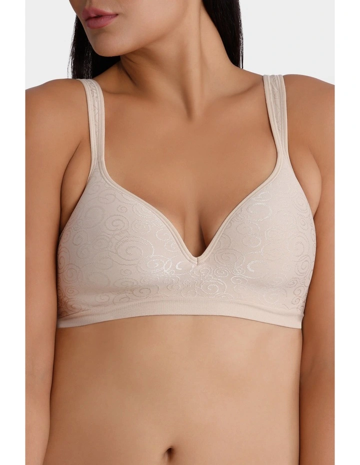 Comfort Revolution Swirl Wire-Free Bra in Beige