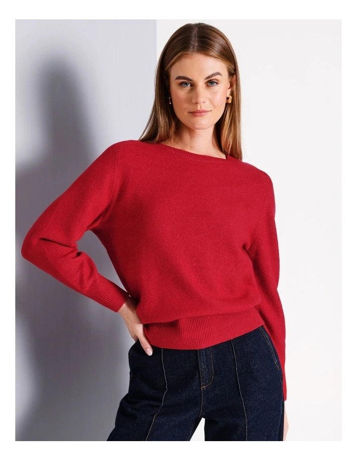 Soft Touch Crew Neck Knit in Red