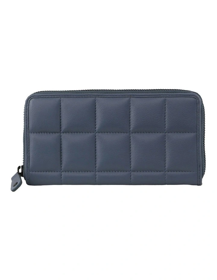 Italian Pleated Leather Zip Wallet in Teal