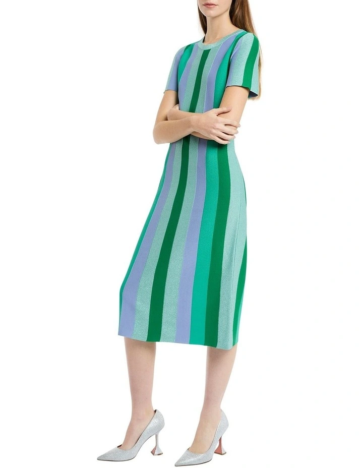 The Stripe Gambit Knit Dress in Green