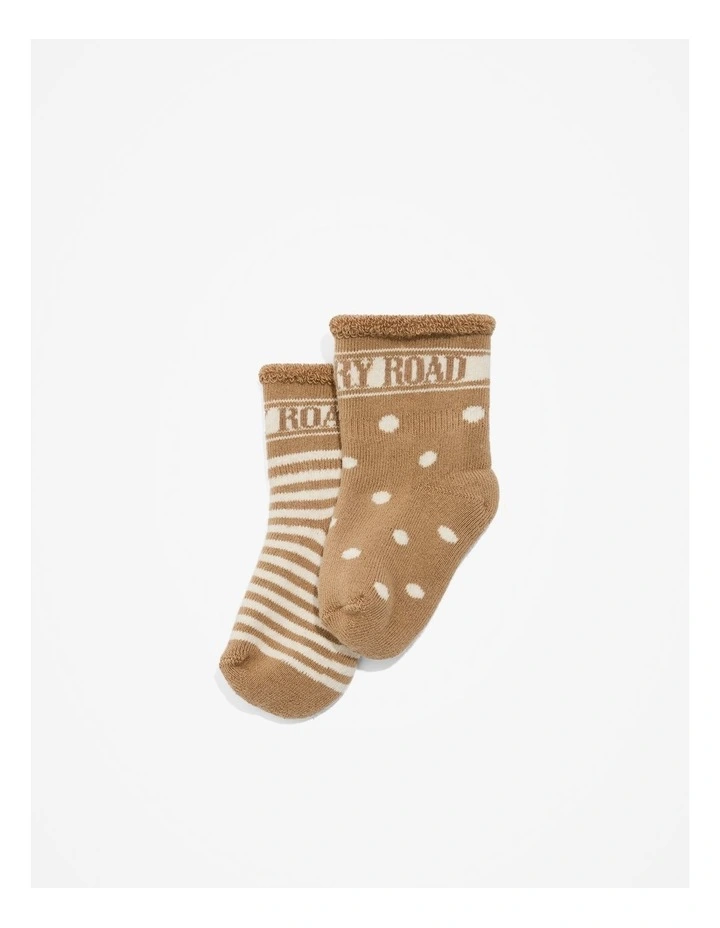 Newborn Socks Pack Of 2 in Camel