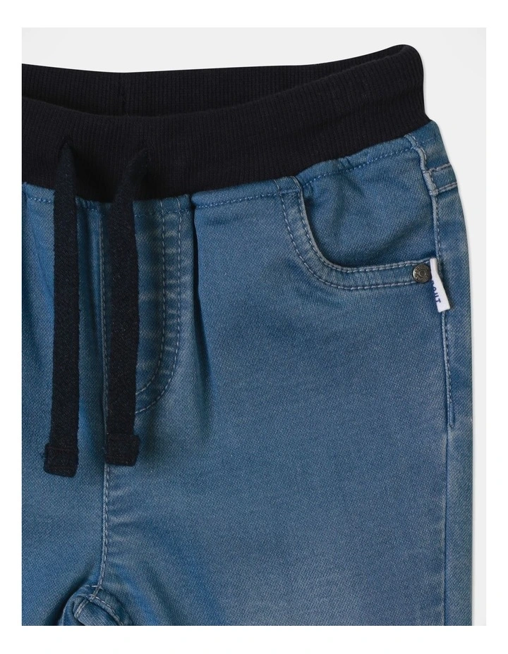Knit Denim Rib Waist Jean in Denim