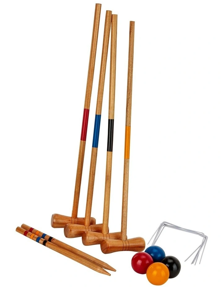 Wooden Outdoor Mini Croquet Set With 4 Mallets