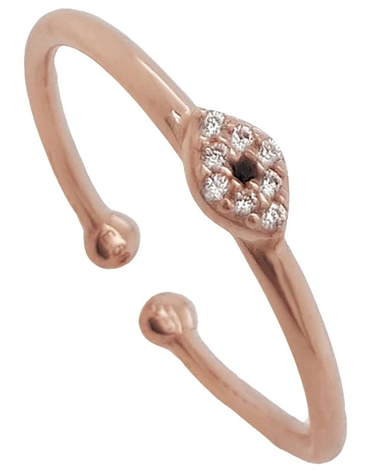 Just Must Adjustable White Zirconia Rose Gold Ring