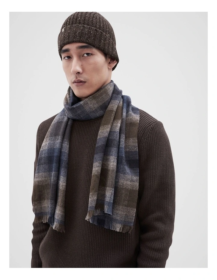 Woven Check Scarf in Chocolate