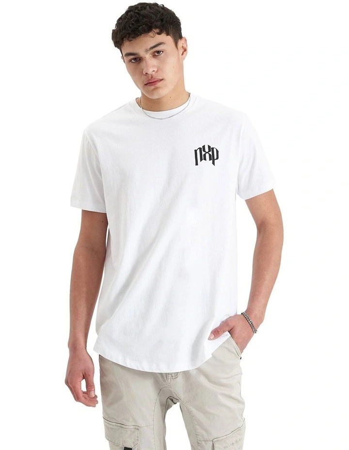 Pods Dual Curved Tee in Optical White