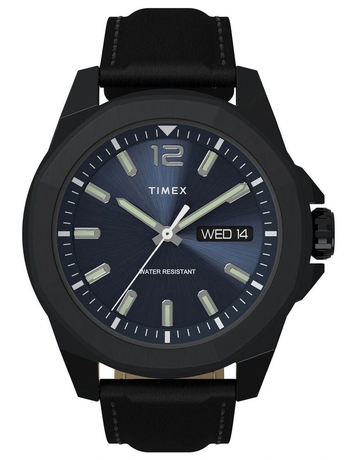 Essex Ave TW2V42900 Leather Watch in Black