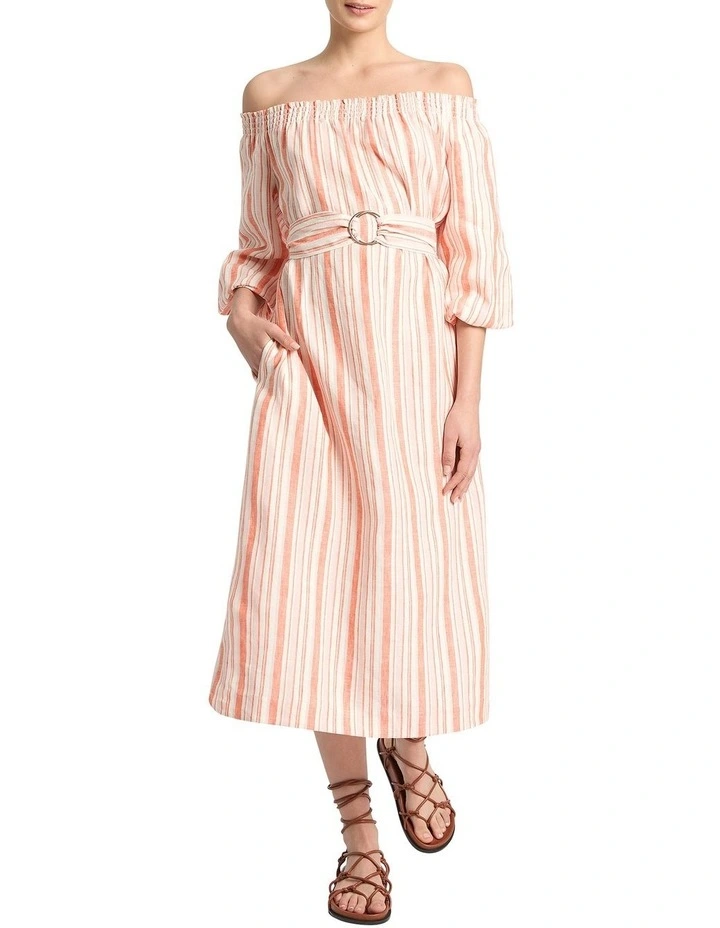 Sanna Stripe Cotton Dress in Tangerine Multi