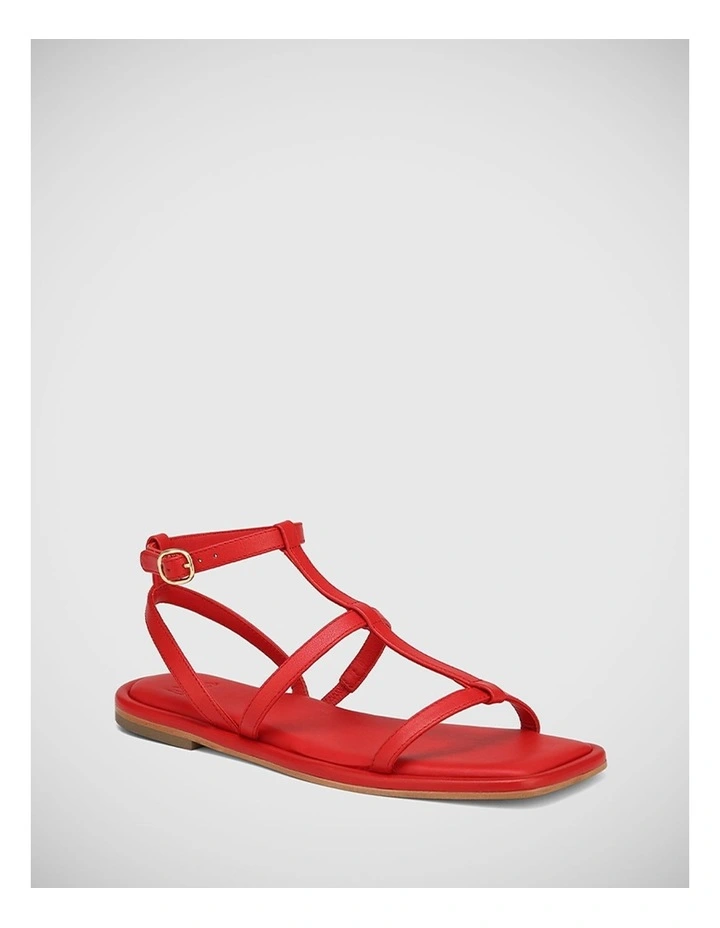 Aidie Leather Sandal in Rosso Red
