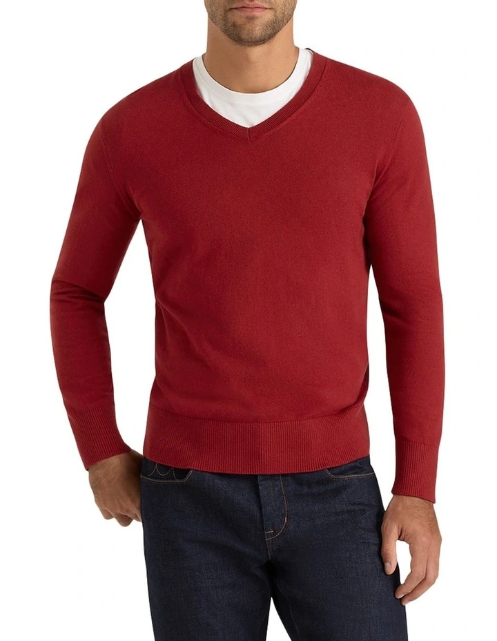 Asher Cotton Cashmere Tee Knit in Wine