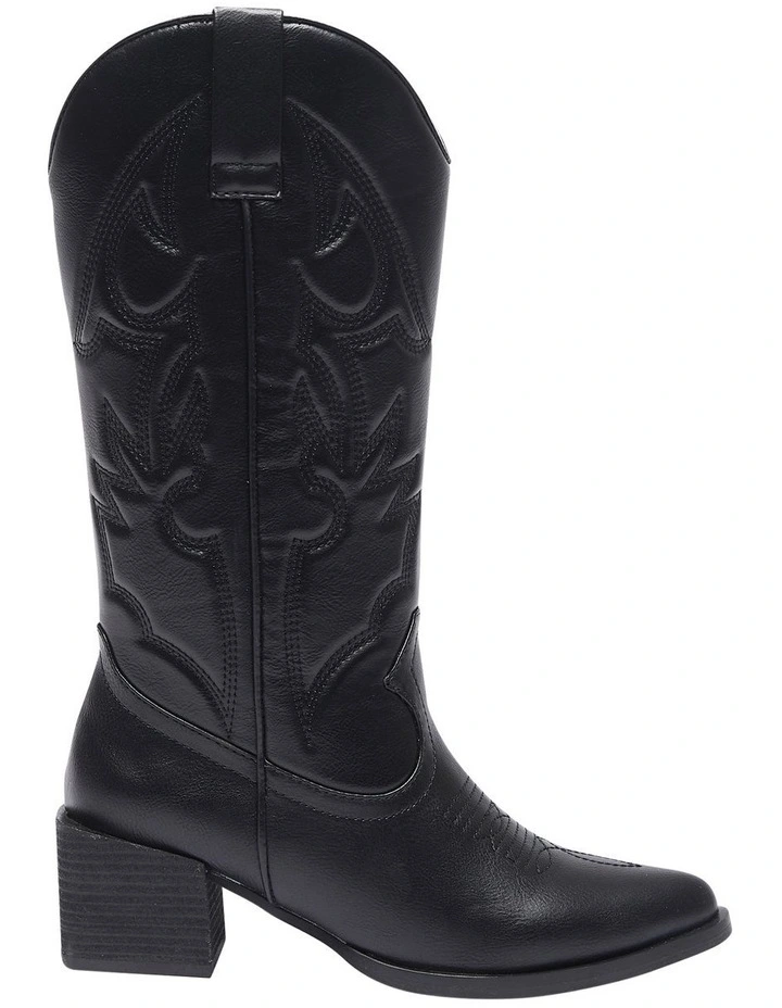 Ryder Western Boots in Black Smooth