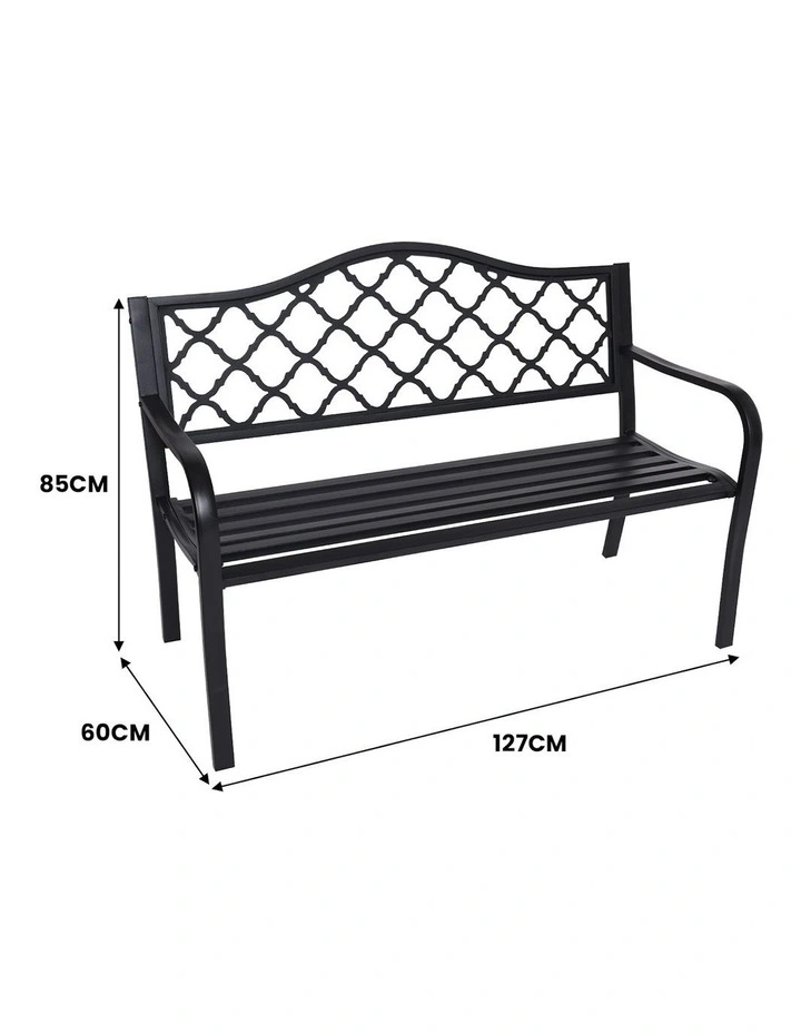 Steel Outdoor Garden Bench Elegant in Black