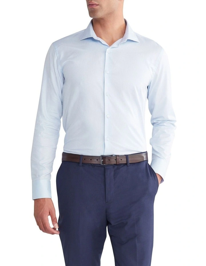 Circle Dobby Slim Long Sleeves Shirt in Sky