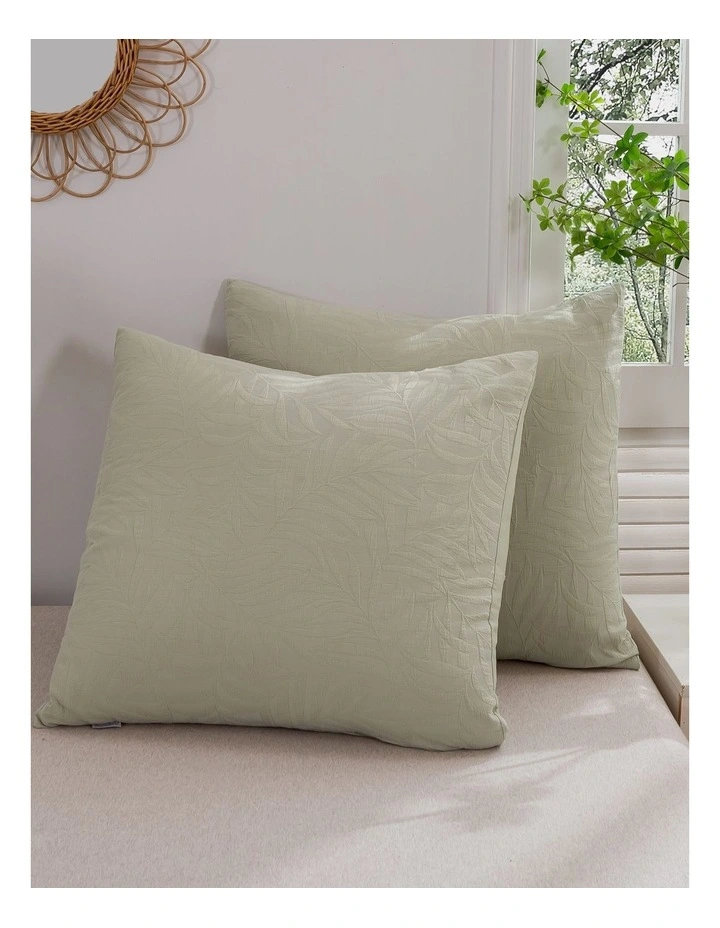 Leafy Jacquard Cotton European Pillowcase in Sage