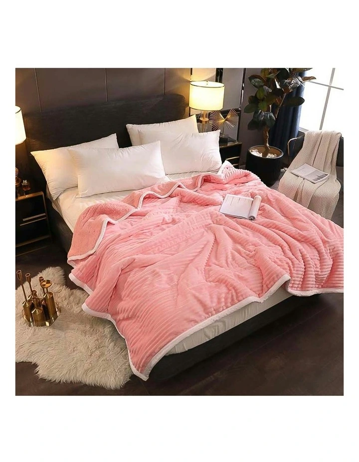 Thick Throw Blanket in Pink