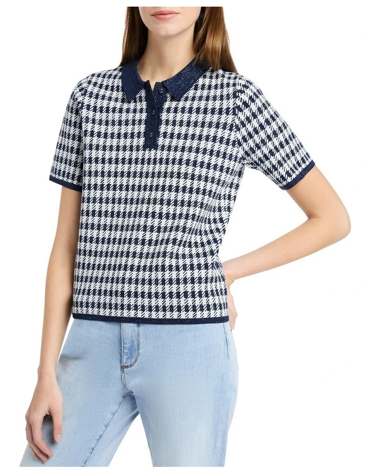 Jena Check Polo in Navy Multi