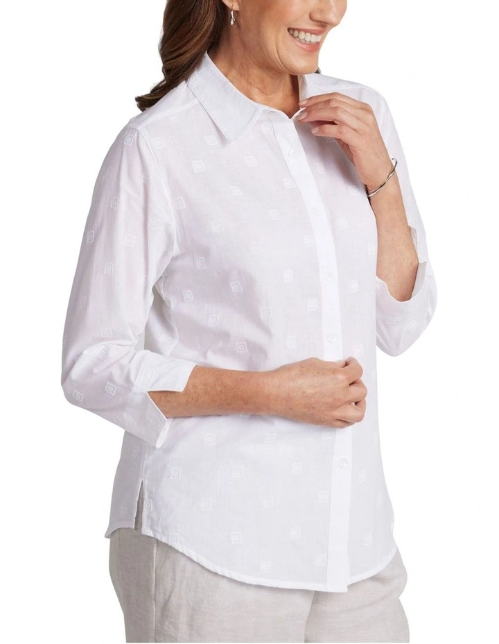 Elania 3/4 Sleeve Shirt in White