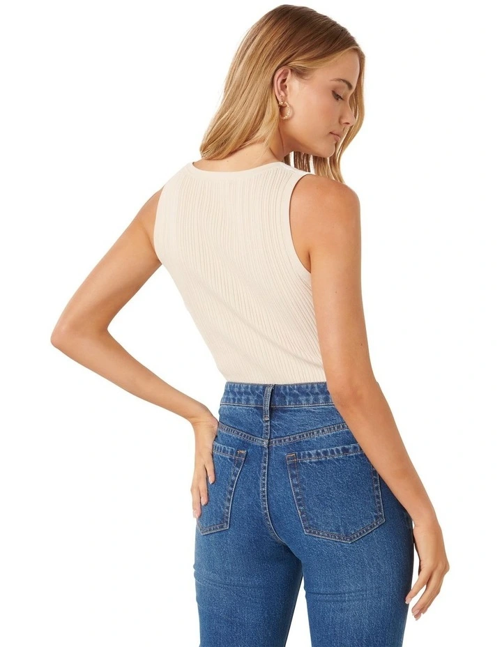 Seville Mutli Rib Knit Tank in Stone