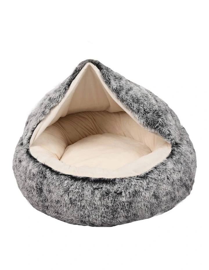 Warm Soft Plush Pet Bed L in Charcoal