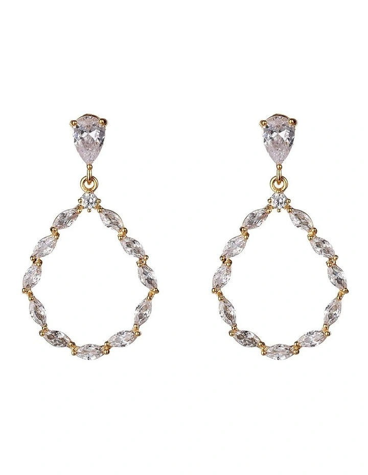 Crystal Gold Teardrop Earring