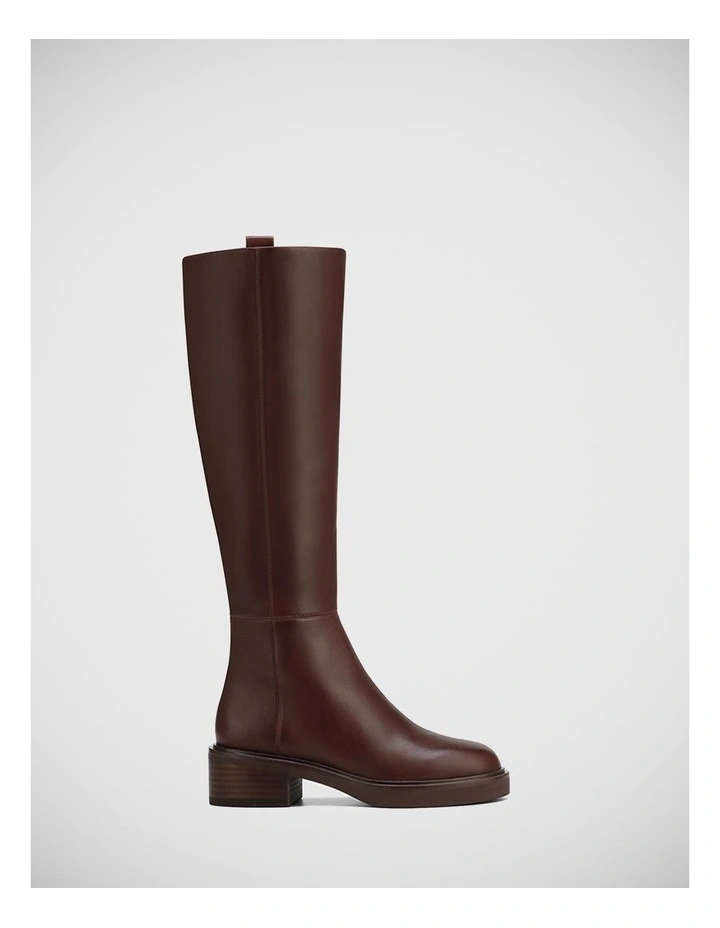 Gretta Leather Long Boot in Hickory