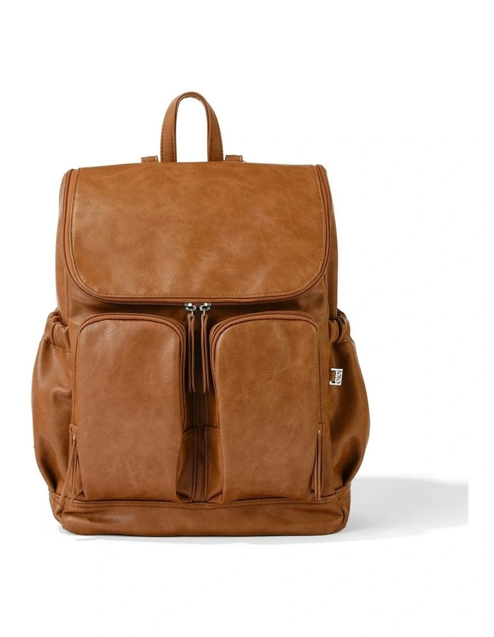 Signature Vegan Leather Nappy Backpack in Tan