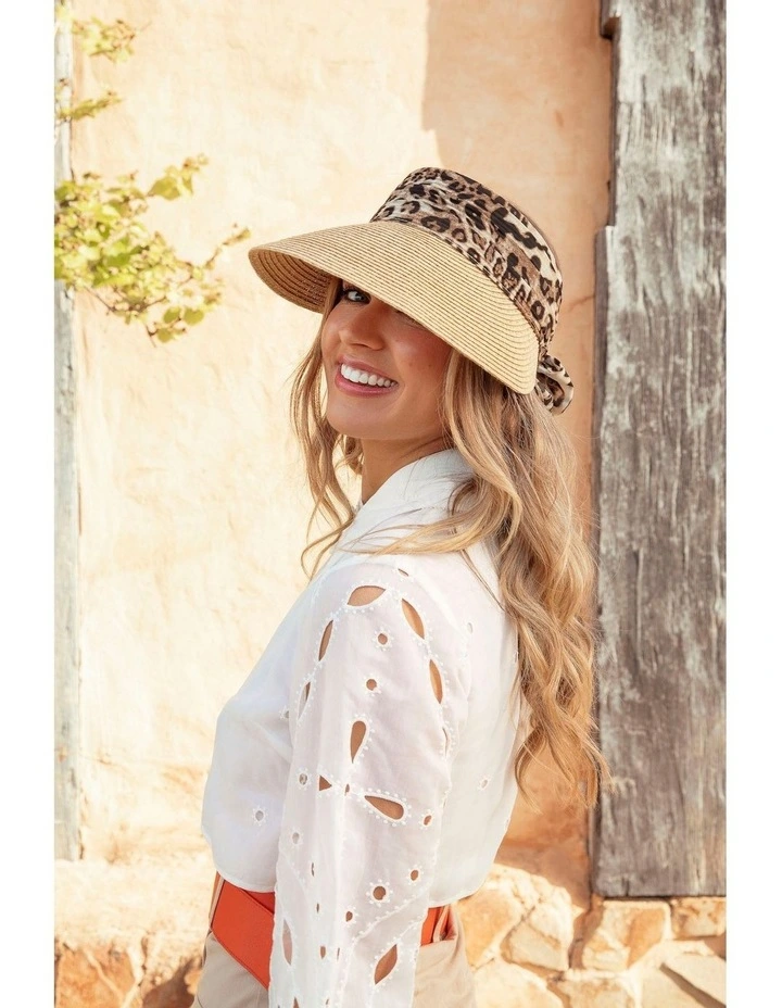 Leopard Tia Visor in Tan