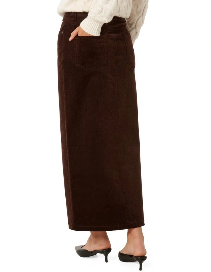 Bailey Cord Midaxi Skirt in Chocolate