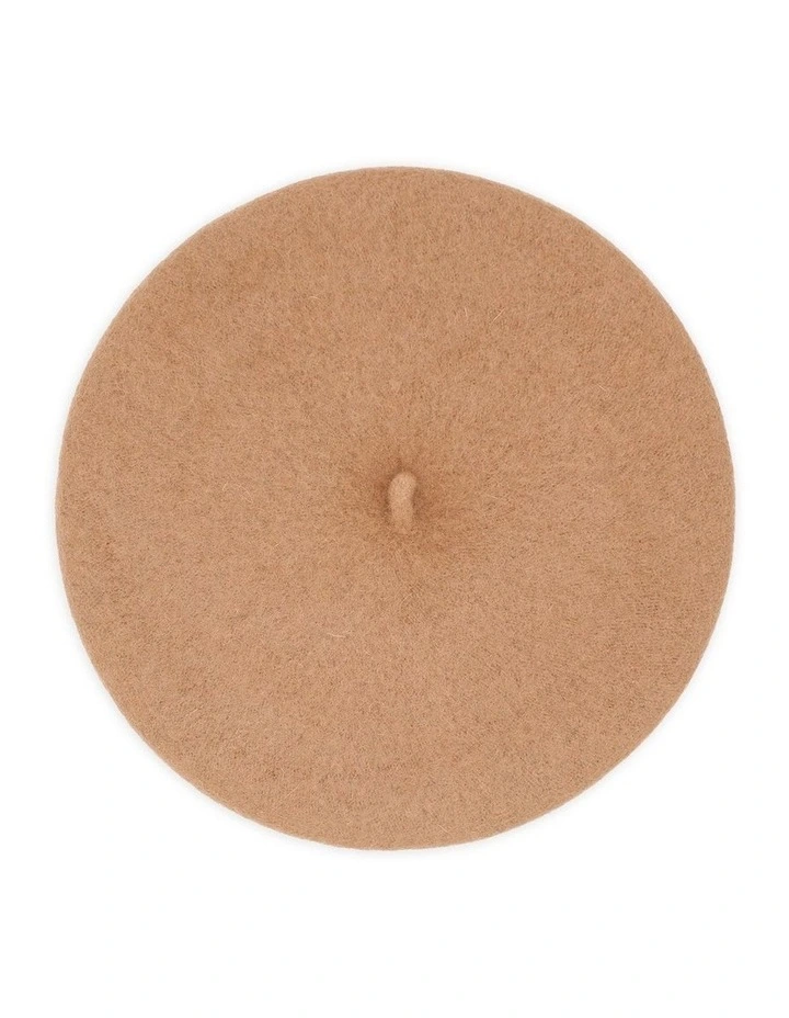 Lisa Wool Blend Beret in Brown