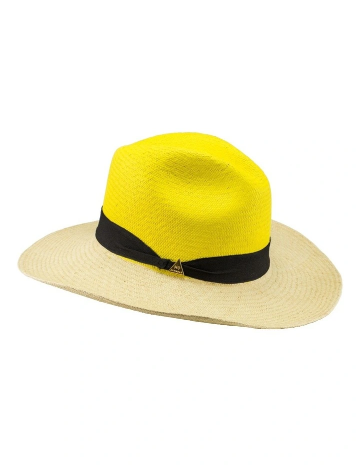 Hand Painted Panama Hat in Yellow