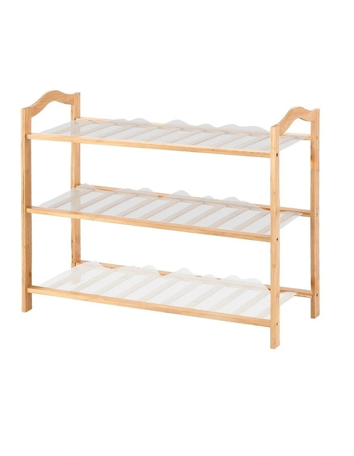 Bamboo Shoe Rack 3 Tiers 80cm in Natural