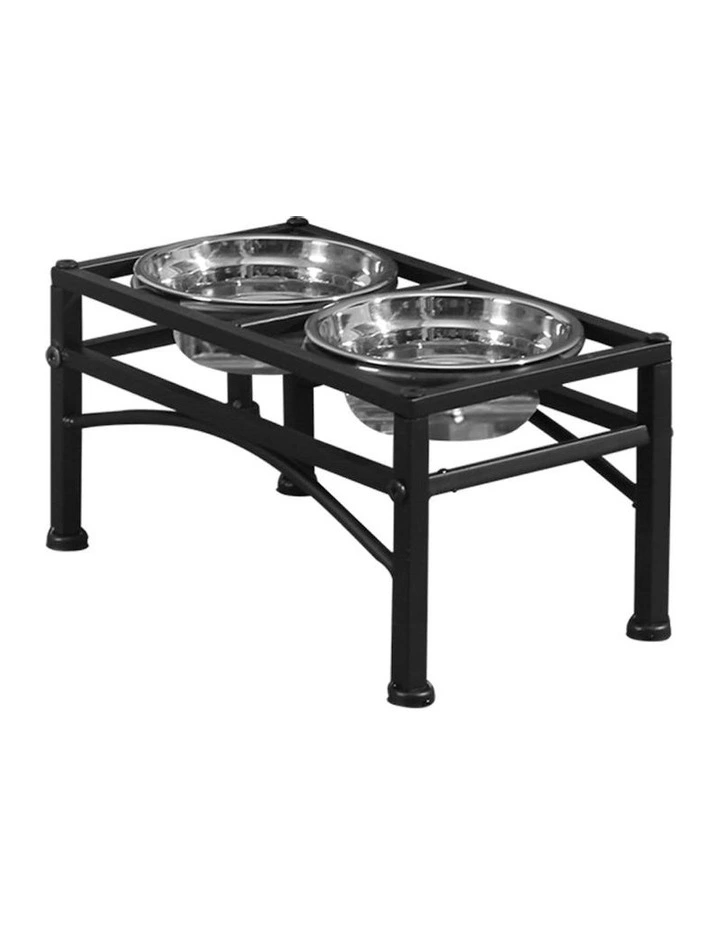Dual Elevated Pet Bowl Feeder Stand in Silver