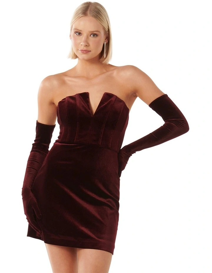 Sasha Velvet Mini Dress in Red