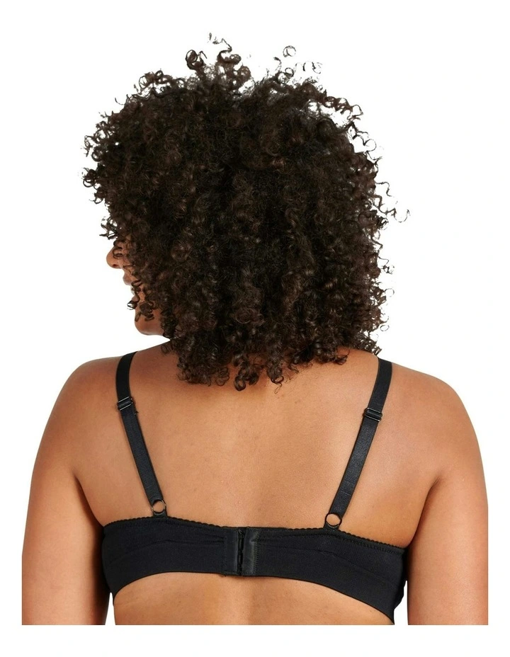 Agathe Comfortable Padded Wirefree Bra with Lace in Black