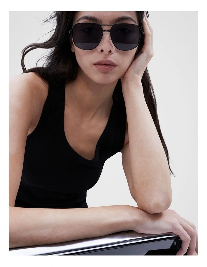 Monaco Aviator Sunglasses in Black