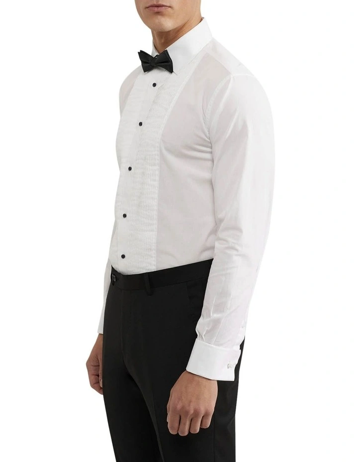 Dinner Shirt With Front Pleats in White