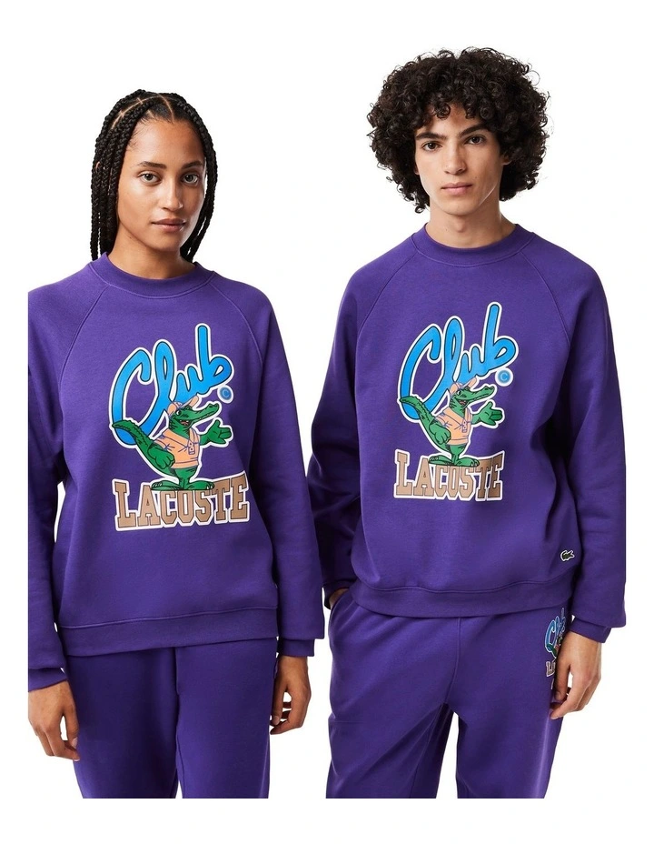 Winter Elevated Fleece Crew Sweat Top in Acai