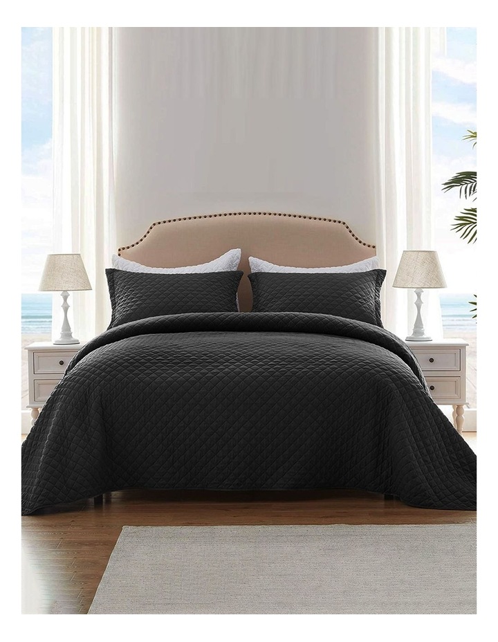 Bedspread Coverlet Set Soft Pillowcases Quilted Blanket in Dark Grey