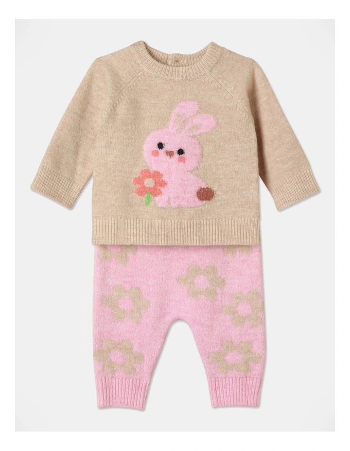 Reggie Knit Top And Pant Set in Oatmeal