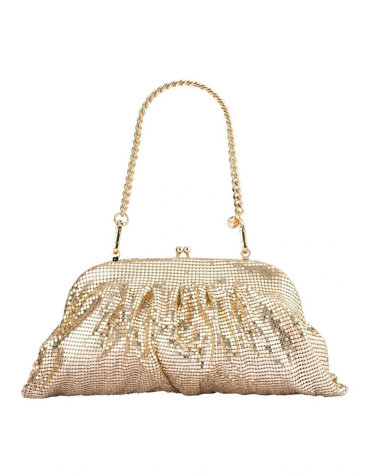 Jaz Metal Mesh Clutch in Gold