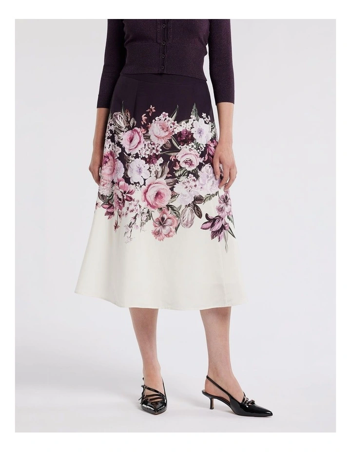 Renaissance Floral Skirt in Purple