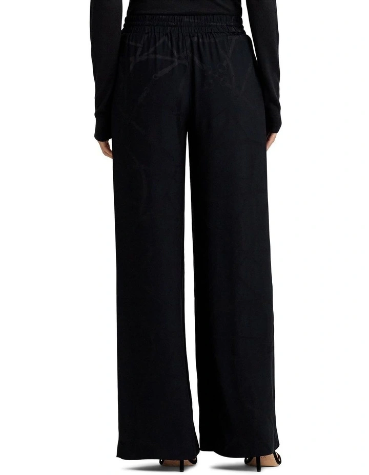 Belting-Motif Jacquard Wide-Leg Pant in Black