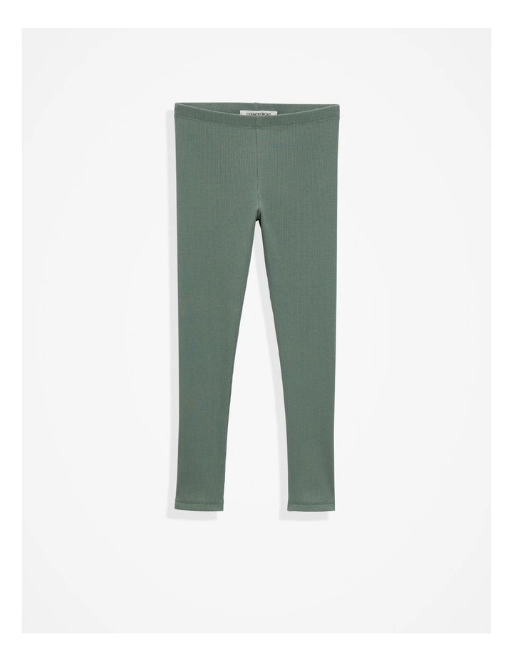Organically Grown Cotton Blend Solid Rib Legging in Sage