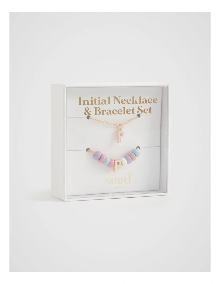 Initial Necklace and Bracelet Set in P