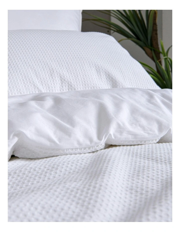 Cotton Rich Waffle Quilt Cover Set in White